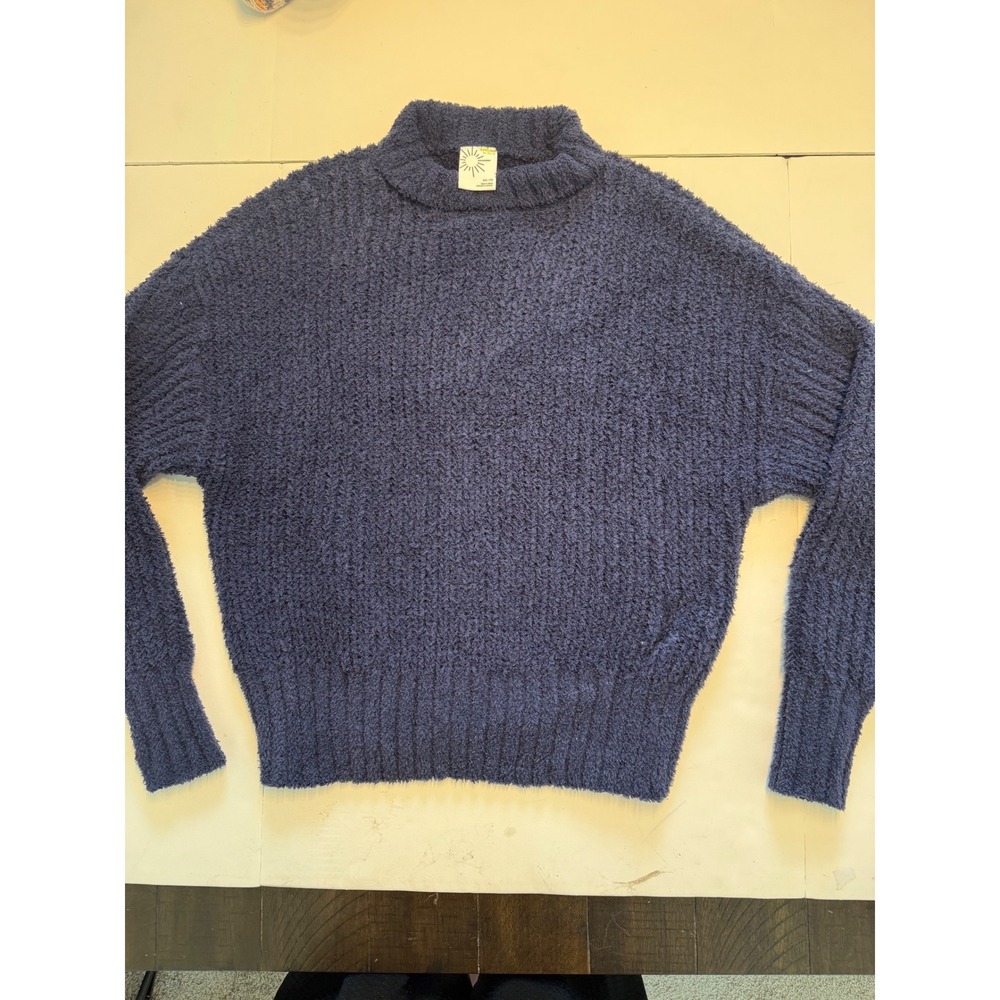 OFFLINE by Aerie Womens Navy Blue Fuzzy‎ Mock Neck Sweater XS SMTK9551